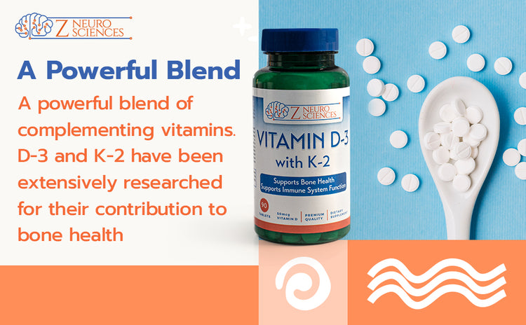 Vitamin D3 with K3 Daily Vitamins for Bone & Cardiovascular Health